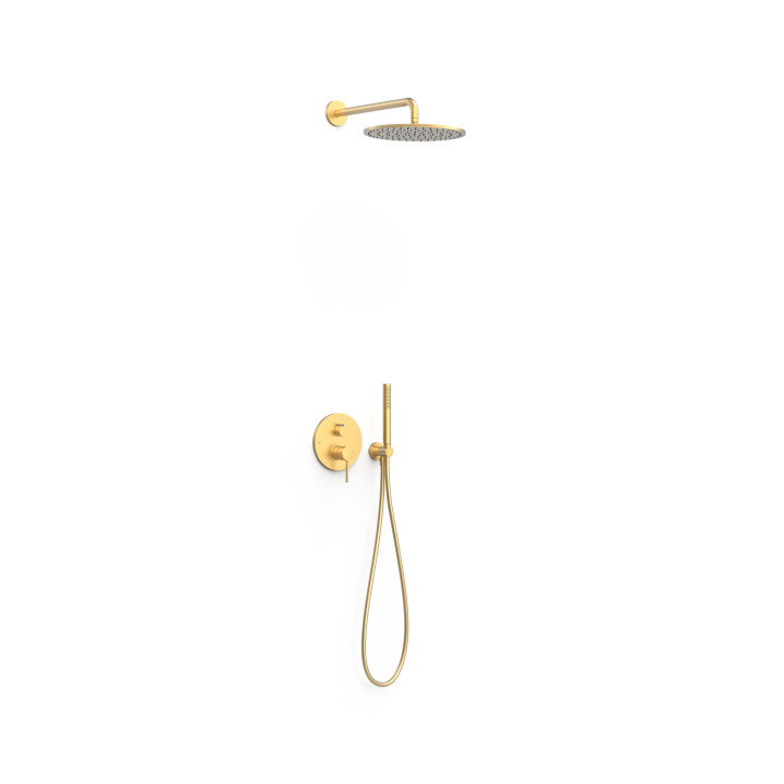 Zestaw natryskowy Tres Study-Colors, podtynkowy, 2 wyjścia wody, Rapid-Box, złoty 24-k