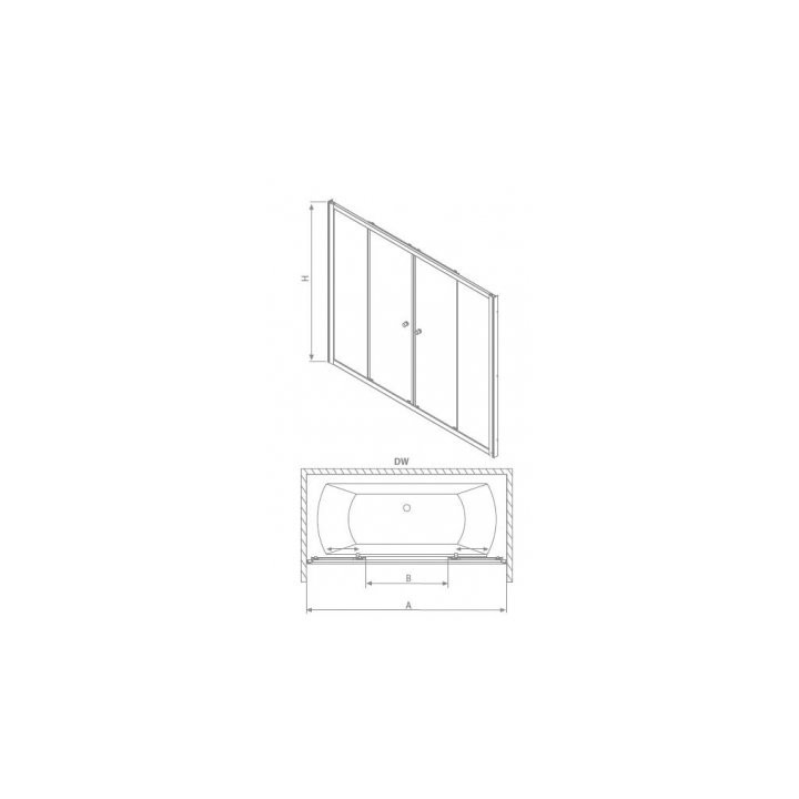 Parawan nawannowy Radaway Vesta DWD 170 cm z drzwiami przesuwnymi, szkło fabric, profil chrom- sanitbuy.pl