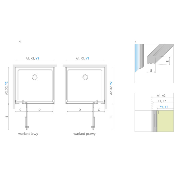Front kabiny prysznicowej walk-in Radaway Modo New Black IV, 120x200cm, szkło przejrzyste, profil czarny