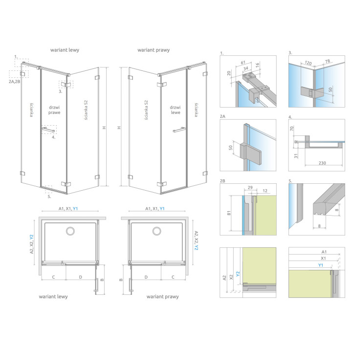 Front kabiny prysznicowej Radaway Arta KDS I, lewy, 140x200cm, szkło przejrzyste, profil Chrome+