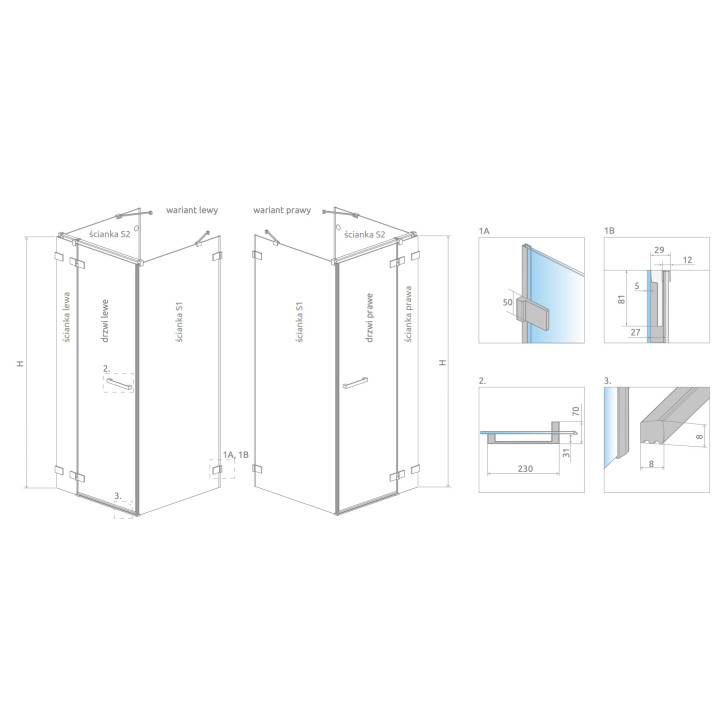 Front kabiny prysznicowej Radaway Arta KDS II, lewy, 140x200cm, szkło przejrzyste, profil Chrome+