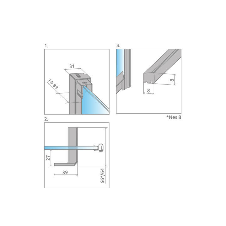 Drzwi prysznicowe do wnęki Radaway Nes 8 Black DWB 90, prawe, składane, szkło przejrzyste, 900x2000mm, czarny profil