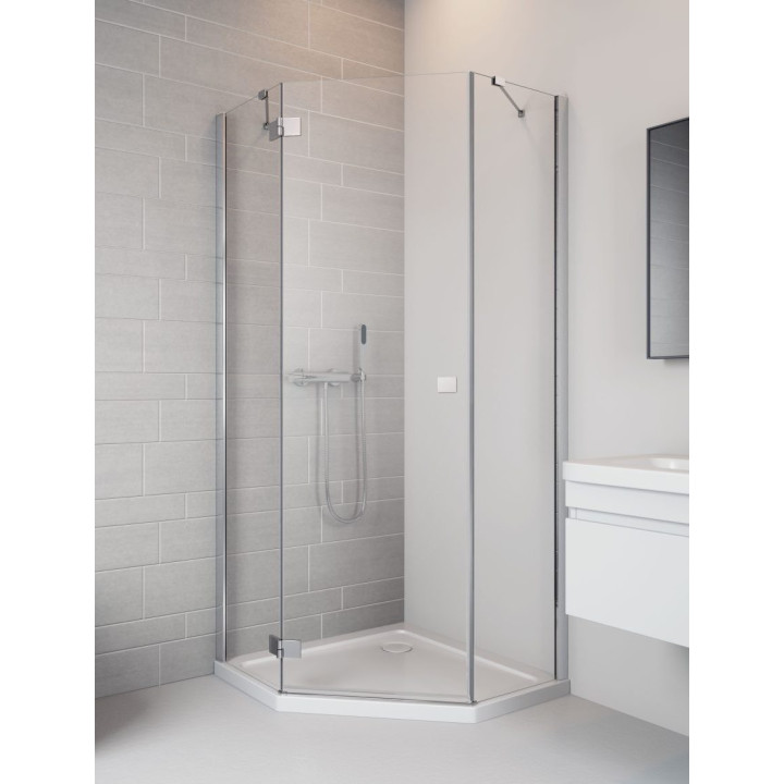 Kabina narożna symetryczna Radaway Essenza New Black PTJ 100x100 drzwi lewe, profil czarny, szkło przejrzyste- sanitbuy.pl