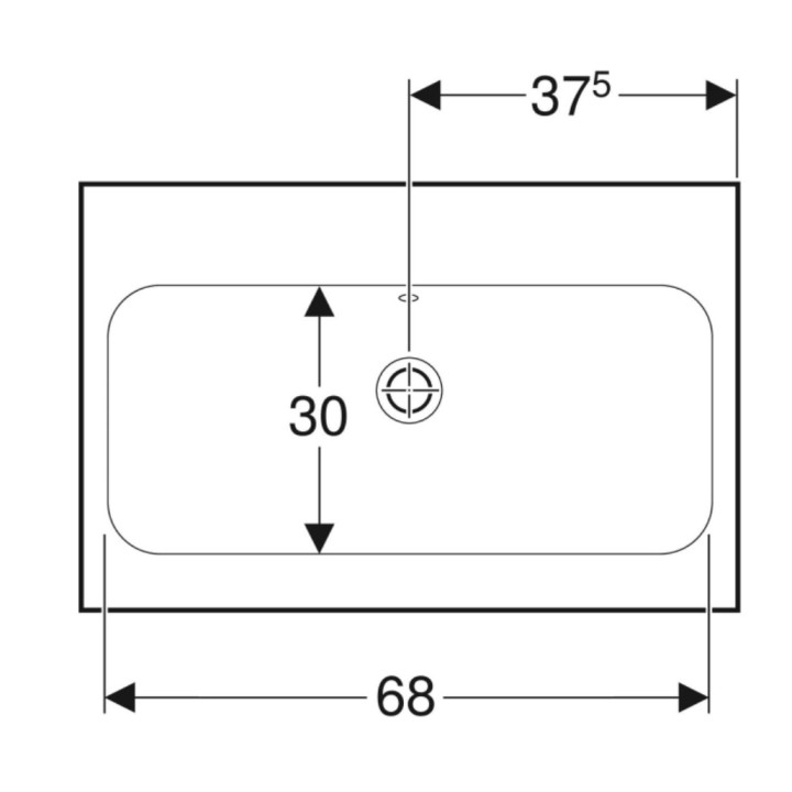 Umywalka nablatowa Geberit iCon, 75x48cm, z przelewem, bez otworu na baterię, biały