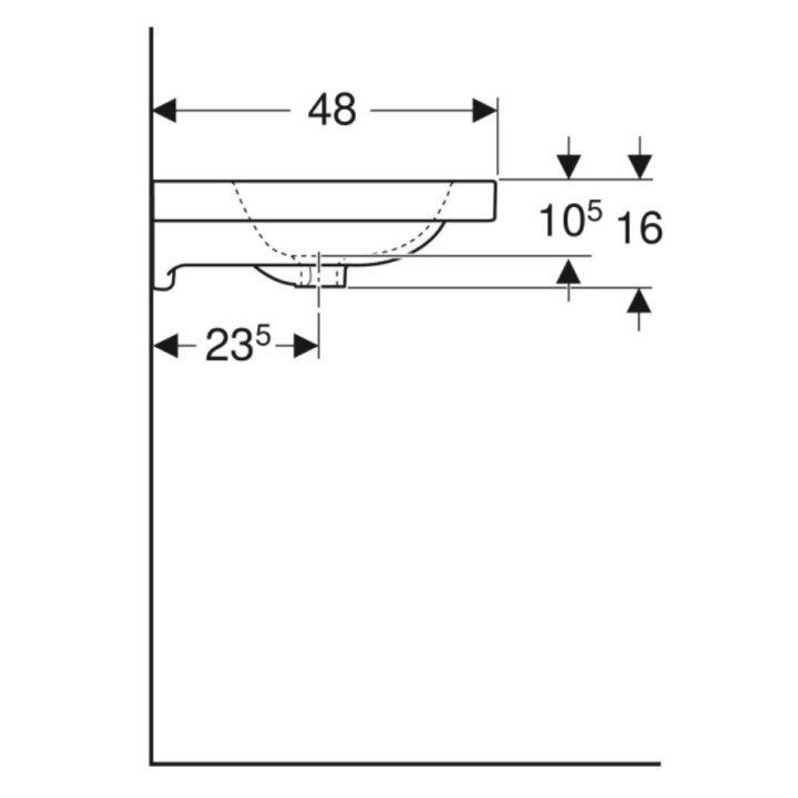 Umywalka nablatowa Geberit iCon, 75x48cm, z przelewem, bez otworu na baterię, biały