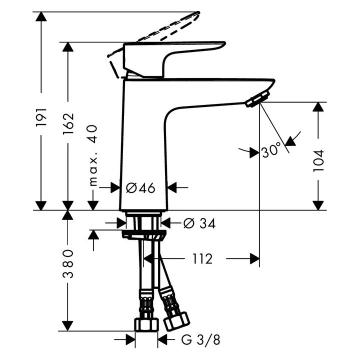 Bateria umywalkowa 1-uchwytowa Hansgrohe Talis E 110 wys. 191 mm, chrom, CoolStart, komplet odpływowy- sanitbuy.pl