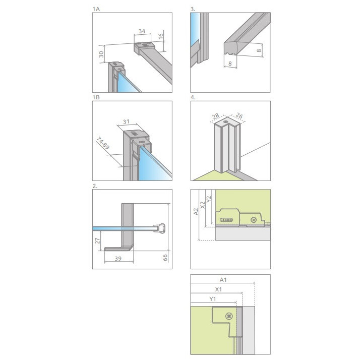 Drzwi prysznicowe do wnęki Radaway Essenza Pro Gold DWJ 130, prawe, 1300x2000mm, złoty profil
