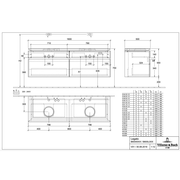 Szafka podumywalkowa Villeroy&Boch Collaro, 510x414mm, 2 szuflady, Oak Kansas