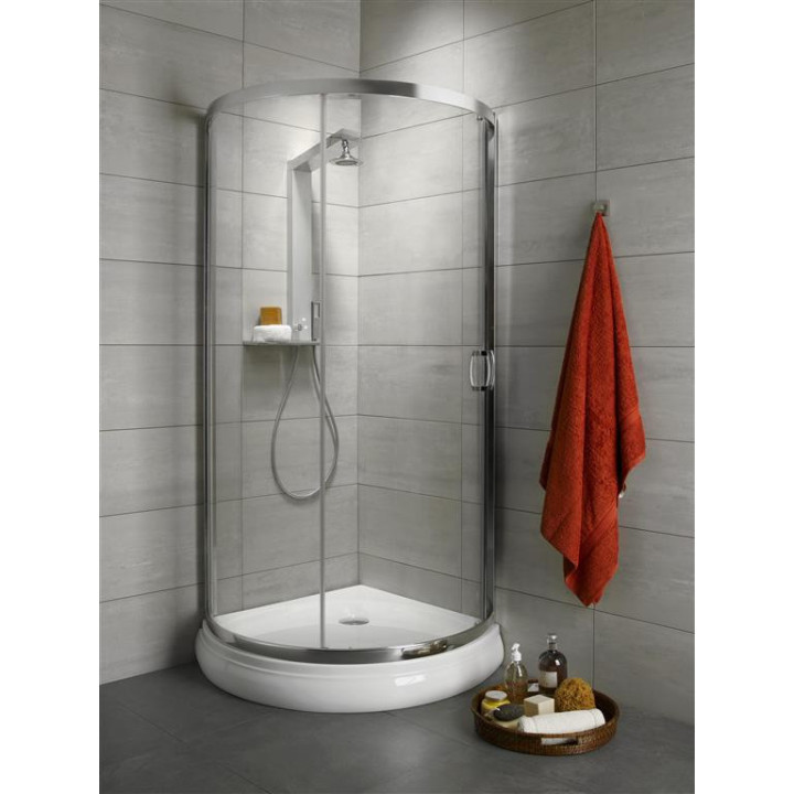 Półokrągła kabina prysznicowa Radaway Premium A 1700, 90x90cm, rozsuwana, szkło fabric, profil chrom