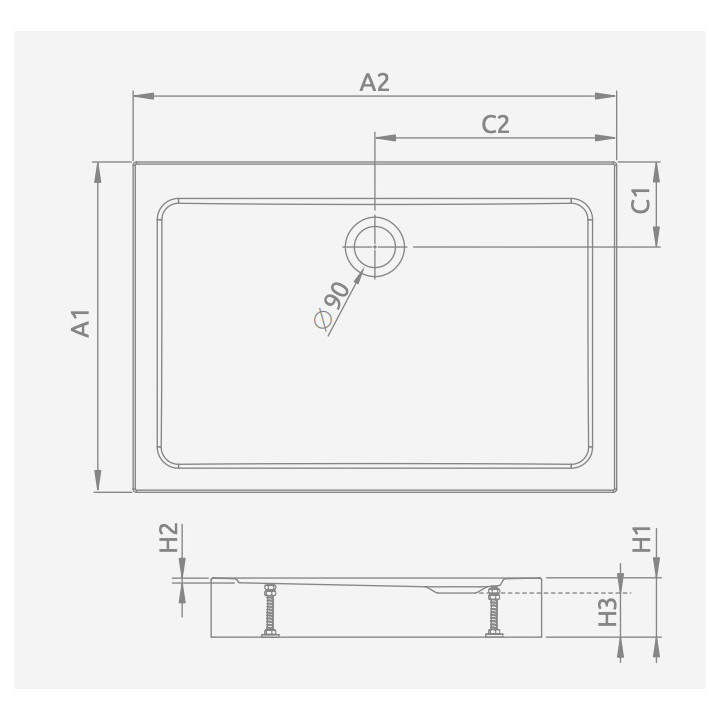 Brodzik prostokątny Radaway Doros F, 120x90cm, akrylowy, stone antracytowy