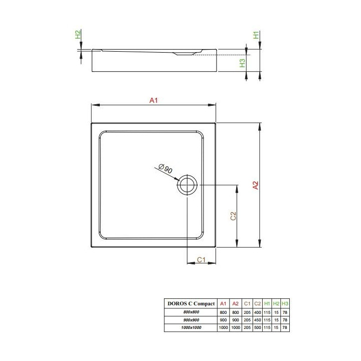 Brodzik akrylowy Radaway Doros C kwadratowy 80x80 cm- sanitbuy.pl