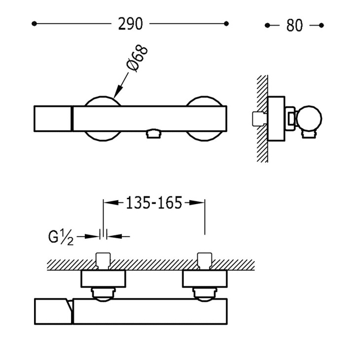 Bateria prysznicowa Tres Study Exclusive z zestawem punktowym, chrom