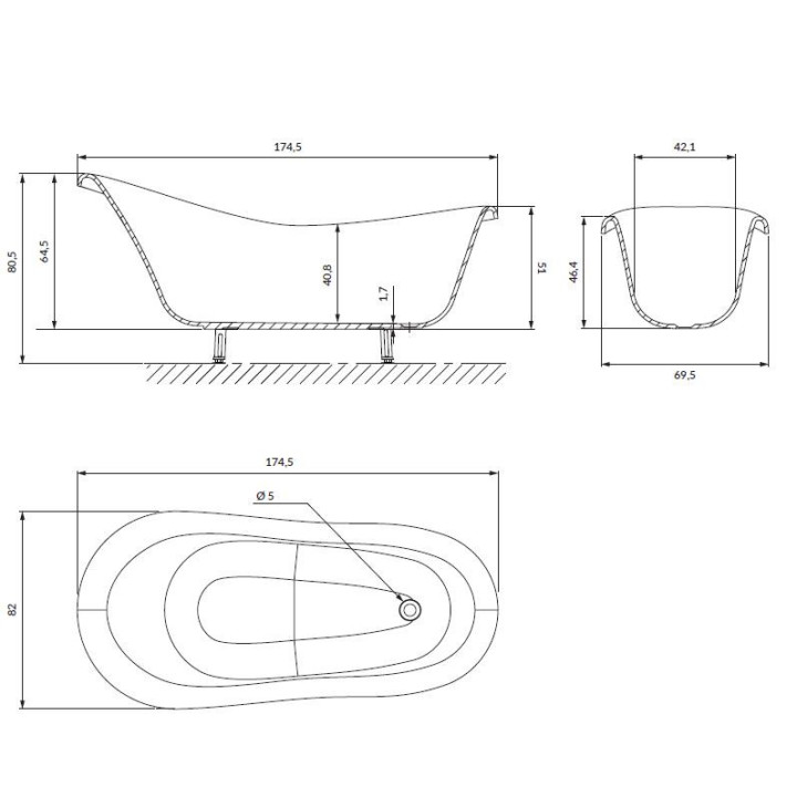 Maskownice nóg do wanien Omnires Atena, 4 sztuki, biały połysk