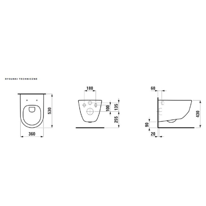Miska WC wisząca 53x36 cm, biała Laufen  Rimless Pro