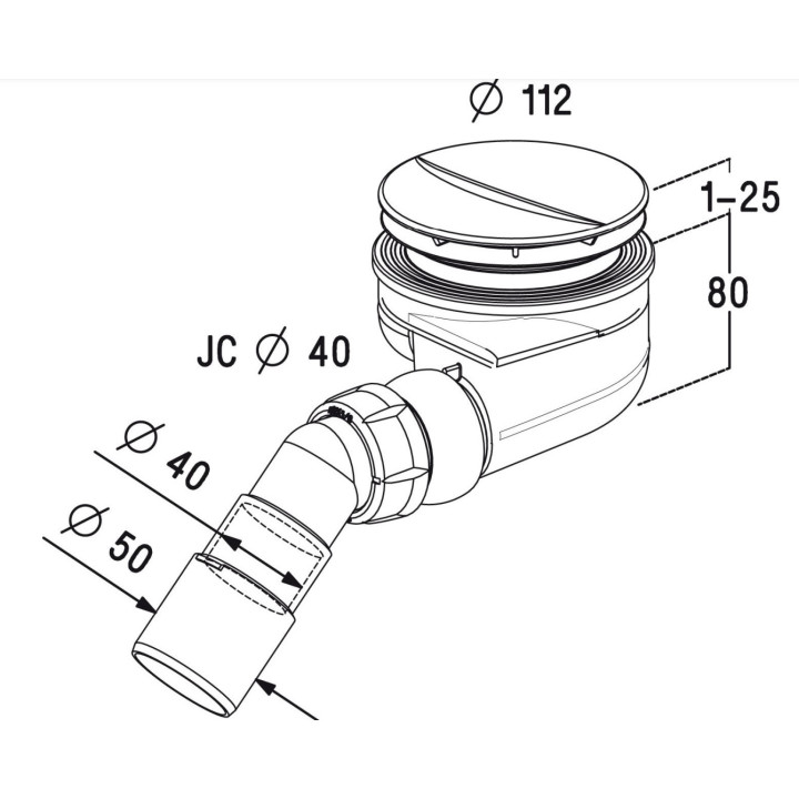 Syfon brodzikowy Radaway Turboflow TB50, chrom