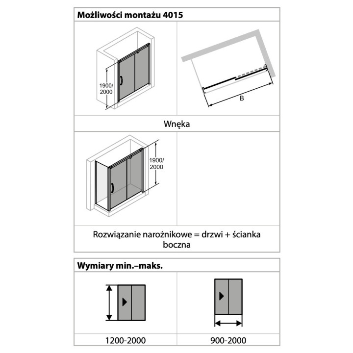 Drzwi suwane Huppe Aura Elegnace 1 częściowe ze stały segmentem prawe 130x200 cm szkło przeźroczyste z Anti-Plaque  profil srebr