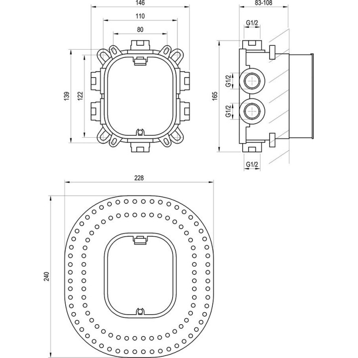 Kaseta do baterii podtynkowej Ravak R-box Vari RB 072.50