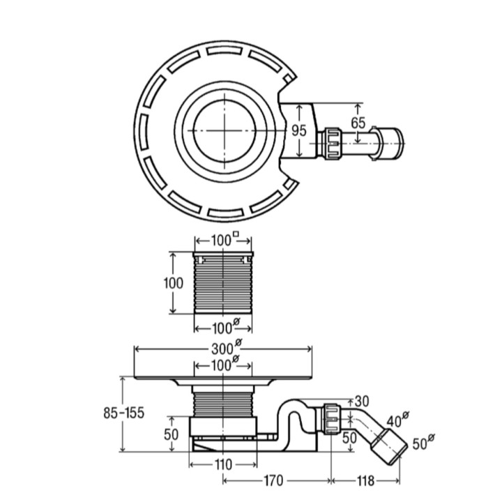 Zestaw odpływowy Viega Advantix, podłogowy, DN 40/50, stal nierdzewna