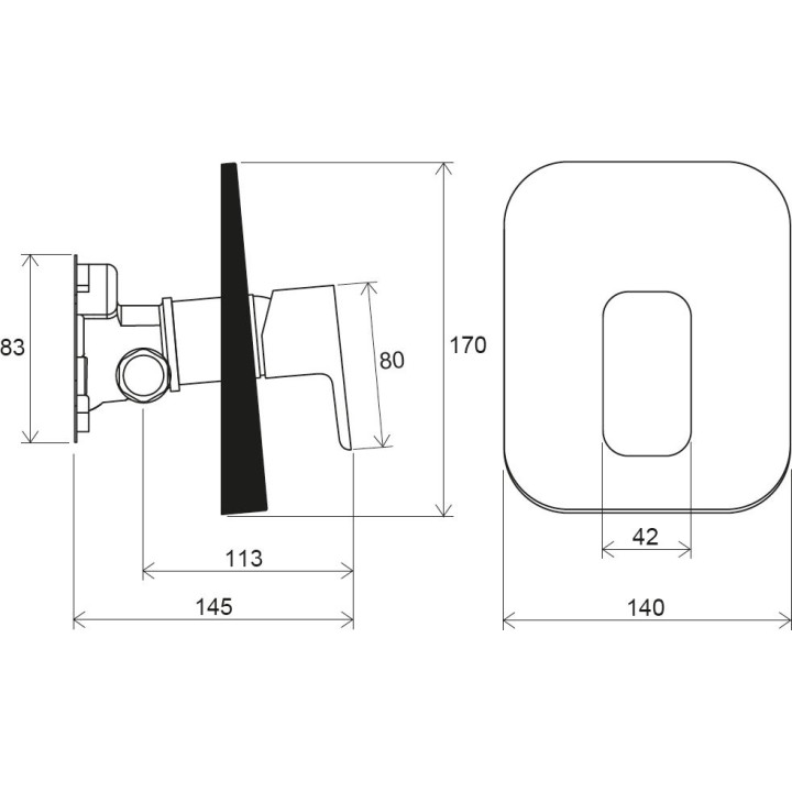 Bateria natryskowa Ravak 10° Free black, podtynkowa, do R-box, TD F 066.20 