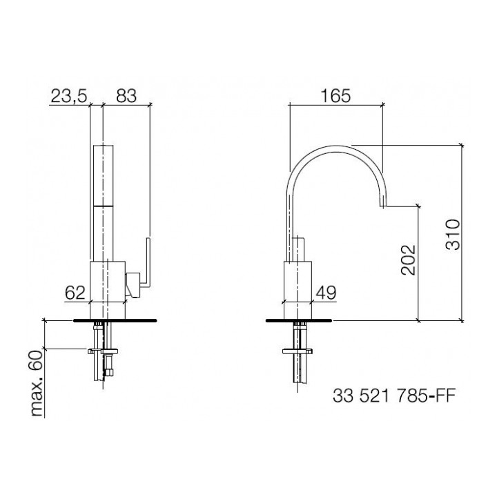 Bateria Dornbracht MEM umywalkowa, wylewka 165 mm- sanitbuy.pl