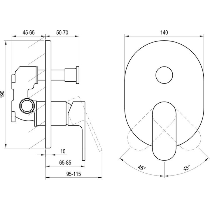 Bateria wannowo/natryskowa Ravak Chrome, podtynkowa, z przełącznikiem do R-box CR.065.00