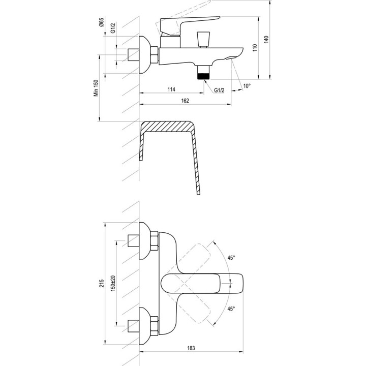 Bateria wannowa Ravak Classic, natynkowa CL 022.00/150