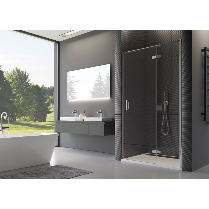 Drzwi SanSwiss  TOP-Line jednoczęściowe ze ścianką stałą w linii 140cm- sanitbuy.pl