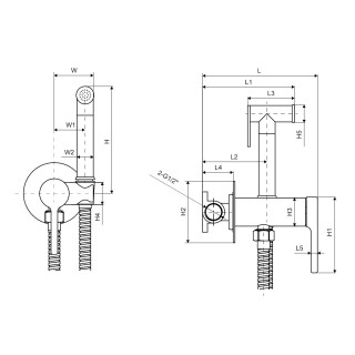 Bateria bidetowa bidetta Excellent Pi, wąż 120cm, końcówka z włącznikiem, chrom