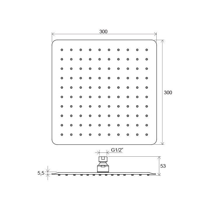 Deszczownica Slim Ravak Chrome, kwadratowa 30x30cm, 982.00