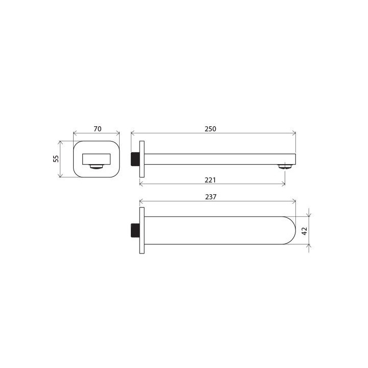 Wylewka Ravak Chrome, ścienna dł. 230 mm, CR 027.00