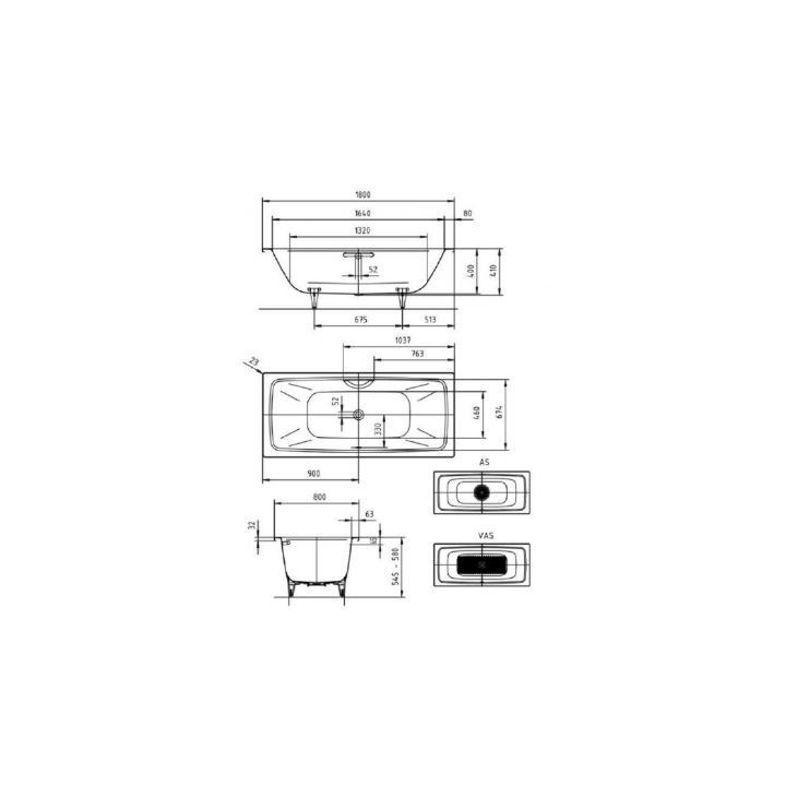 Wanna prostokątna Kaldewei Cayono Duo, 170x75cm, stalowa, biała