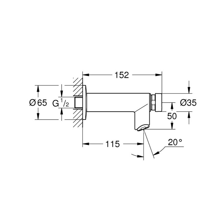 Samozamykający zawór Grohe Euroeco Cosmopolitan, ścienny, DN 15, chrom