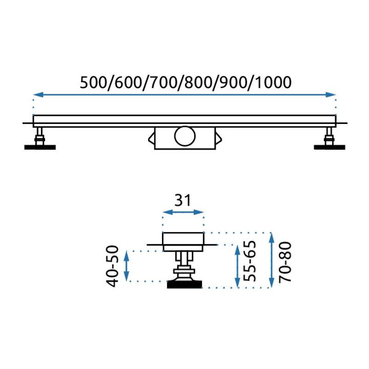 Odpływ liniowy Rea Neo & Pure 700 N Pro Mirror, złoty