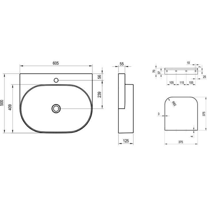 Umywalka Ravak Yard 600, 60 x 50 cm, biała