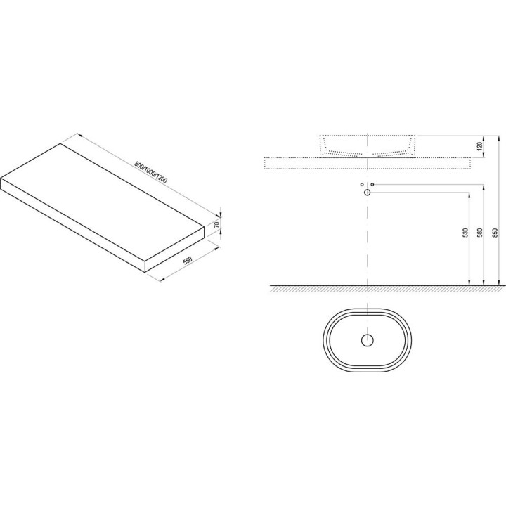 Blat podumywalkowy ravak I 800, 80cm, orzech