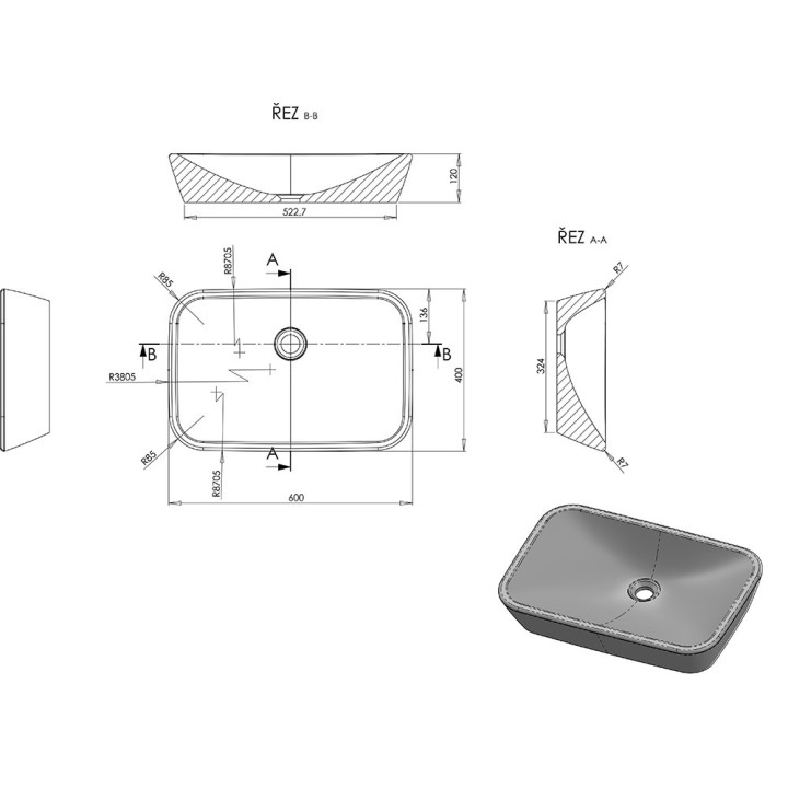 Umywalka Ravak Ceramic 600 R ceramiczna 60x40cm, biała