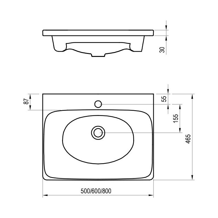 Umywalka Ravak Balance 600, 60 x 46 cm, biała 