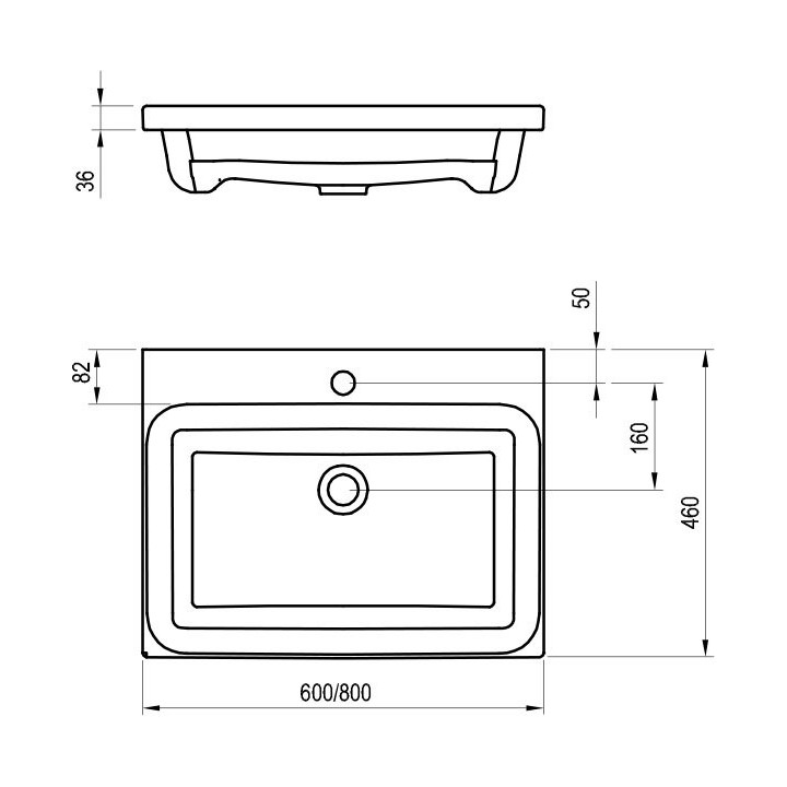 Umywalka Ravak Comfort 800,80 x 46 cm, biała