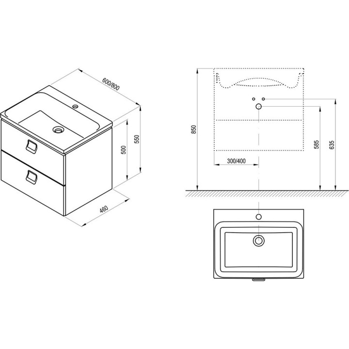 Szafka pod umywalkę Ravak SD Comfort 600, 60 x 46 cm, biała