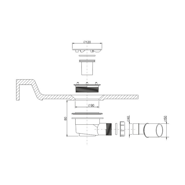 Syfon brodzikowy Sanplast, fi 90mm, chromowana klapka