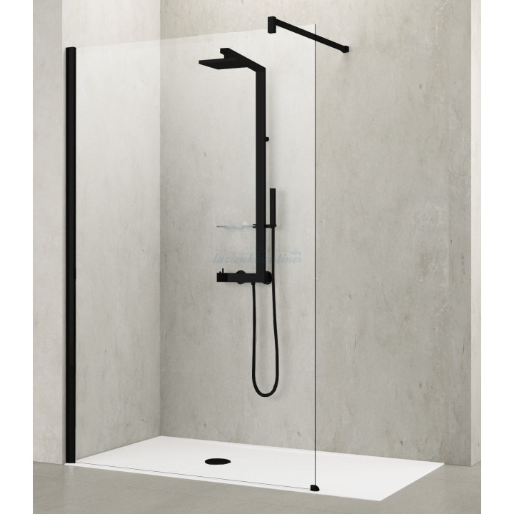 Kabina typu walk-in przyścienna Novellini Kuadra H 117-120 cm, profil chrom, szkło przeźroczyste