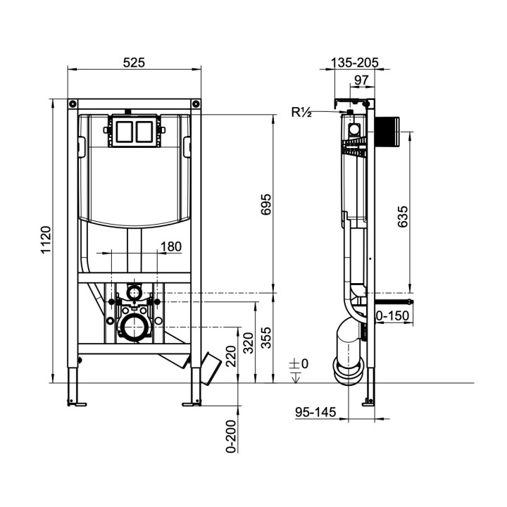 Stelaż podtynkowy WC Villeroy & Boch ViConnect, do lekkiej zabudowy, wysokość 112cm
