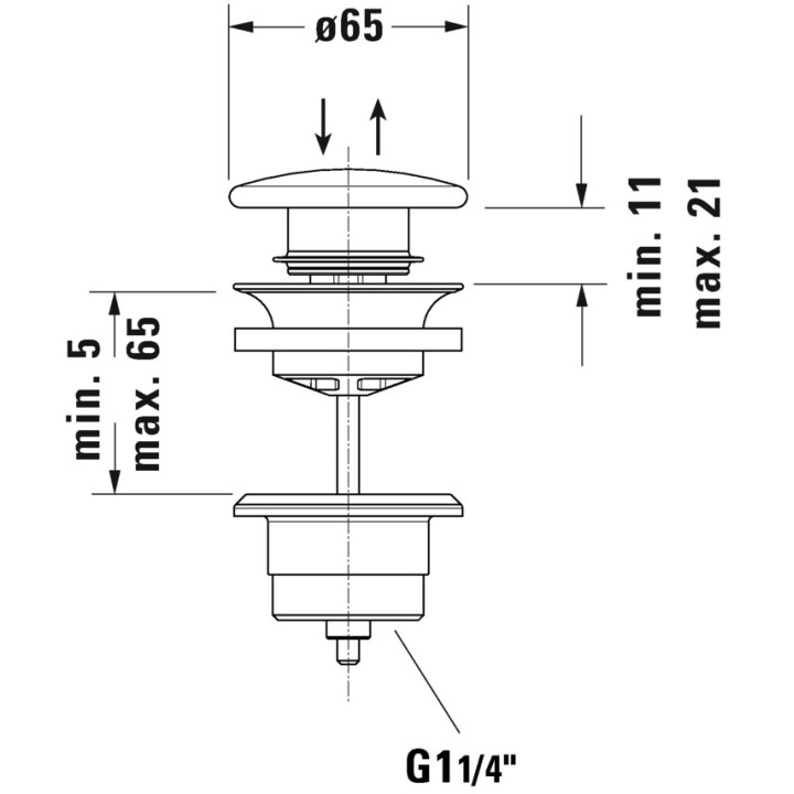 Zawór push-open Duravit, do umywalek z przelewem, biały