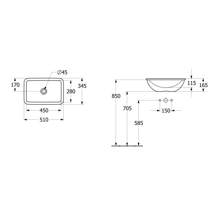 Umywalka wpuszczana w blat Villeroy & Boch Architectura, 60x45cm, przelew, otwór na baterię, CeramicPlus, Weiss Alpin