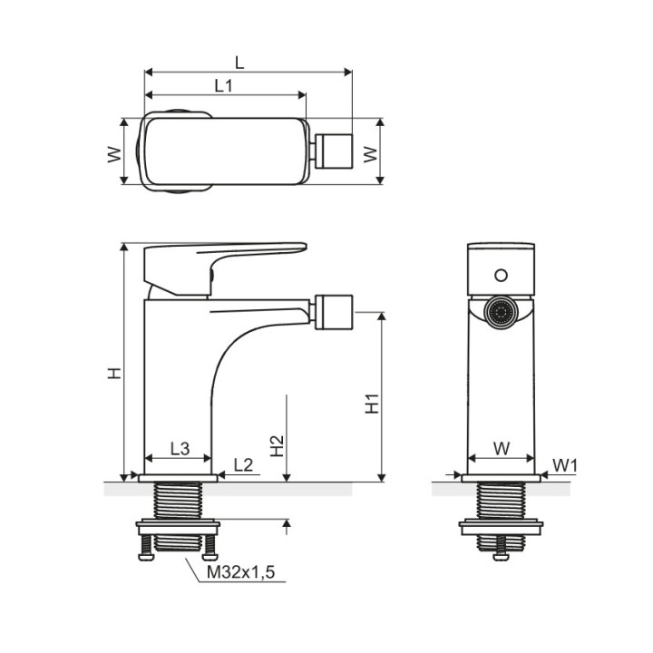 Bateria bidetowa Excellent Keria, stojąca, czarna