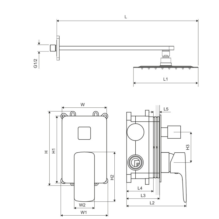 Zestaw prysznicowo-wannowy Excellent Keria Black, podtynkowy, czarny 