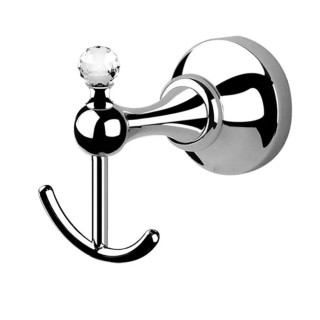 Podwójny wieszak na ręcznik Giulini Giovanni Ibisco Crystal, ścienny, bronzo