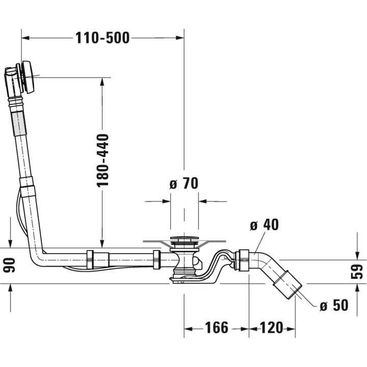 Zestaw przelewowo-odpływowy Duravit Quadroval