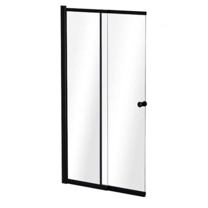 Parawan nawannowy Besco Easy Slide Black, 100x150cm, 2-skrzydłowe, uniwersalny, profil czarny mat