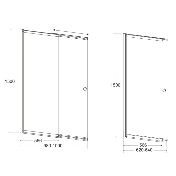 Parawan nawannowy Besco Easy Slide Black, 100x150cm, 2-skrzydłowe, uniwersalny, profil czarny mat